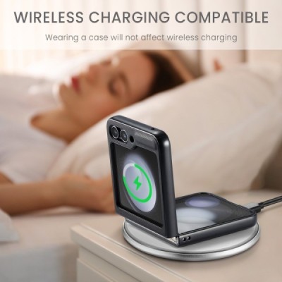 Samsung Galaxy Flip7 FE / Flip6 „CaseMe“ Leather plastic black case - cover | Priedai.lt