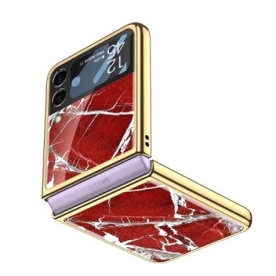 Samsung Galaxy Z Flip3 (F711) GKK Marble sarkans plastika apvalks | vacins.lv