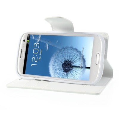 Mercury Sonata atverčiamas Samsung Galaxy S3 i9300 baltas odinis dėklas - piniginė / Priedai.lt