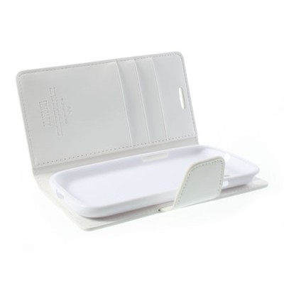 Mercury Sonata atverčiamas Samsung Galaxy S3 i9300 baltas odinis dėklas - piniginė / Priedai.lt