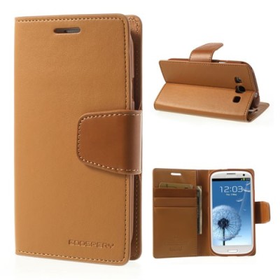 Mercury Sonata atverčiamas Samsung Galaxy S3 i9300 rudas odinis dėklas - piniginė / Priedai.lt