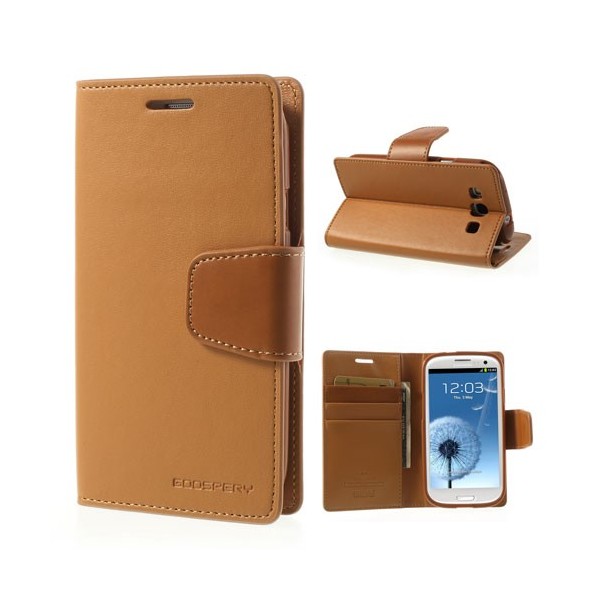 „Mercury“ Sonata atverčiamas dėklas - rudas (Galaxy S3)