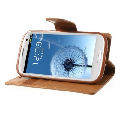 Mercury Sonata atverčiamas Samsung Galaxy S3 i9300 rudas odinis dėklas - piniginė / Priedai.lt