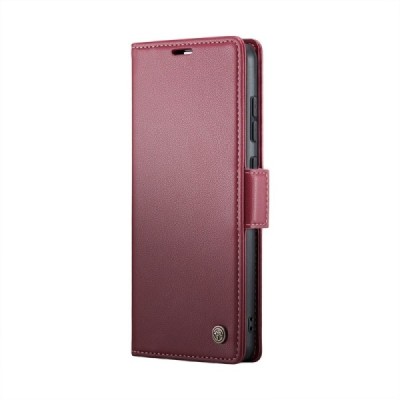 Xiaomi Poco X6 Pro 5G (Redmi K70E) CaseMe Leather solidus atverčiamas bordo odinis dėklas - knygutė | Priedai.lt
