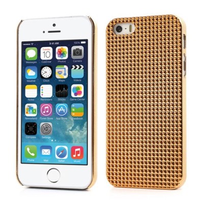 Auksinis stilingas reljefinis 3D Apple iPhone SE (5, 5s) dėklas (dėkliukas, nugarėlė) / Priedai.lt