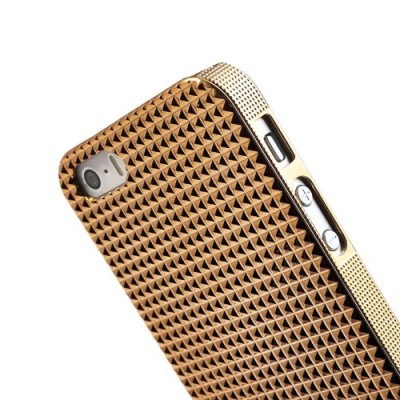 Auksinis stilingas reljefinis 3D Apple iPhone SE (5, 5s) dėklas (dėkliukas, nugarėlė) / Priedai.lt