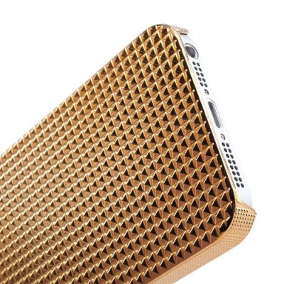 Auksinis stilingas reljefinis 3D Apple iPhone SE (5, 5s) dėklas (dėkliukas, nugarėlė) / Priedai.lt