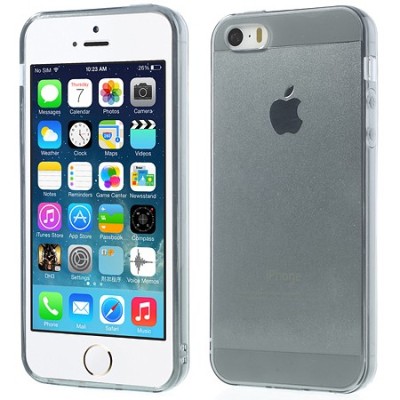 Apple iPhone SE (5, 5s) skaidrus pilkas kieto silikono TPU ploniausias pasaulyje dėklas / Priedai.lt