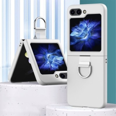 Samsung Galaxy Flip7 FE / Flip6 „Ring“ plastmasas balts apvalks | vacins.lv