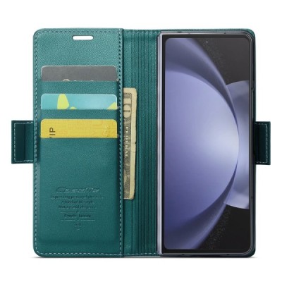 Samsung Galaxy Fold6 5G (SM-F956B) „CaseMe“ Leather solīds atvēramais ādas zaļš maciņš - maks | Vacins.lv