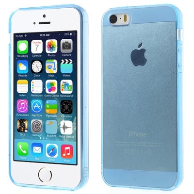 Apple iPhone SE (5, 5s) skaidrus mėlynas kieto silikono TPU ploniausias pasaulyje dėklas / Priedai.lt