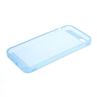 Apple iPhone SE (5, 5s) skaidrus mėlynas kieto silikono TPU ploniausias pasaulyje dėklas / Priedai.lt