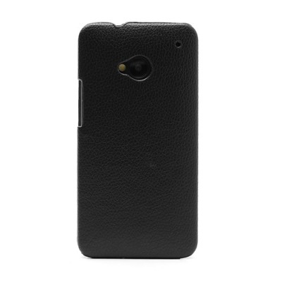 HTC One M7 klasisks ādas vertikāli atvēramais melns maciņš / Vacins.lv