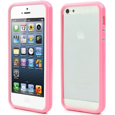 Rožinis klasikinis Apple iPhone SE (5, 5s) rėmelis - kraštų apvadas (bamperis) / Priedai.lt