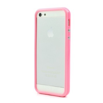Rožinis klasikinis Apple iPhone SE (5, 5s) rėmelis - kraštų apvadas (bamperis) / Priedai.lt