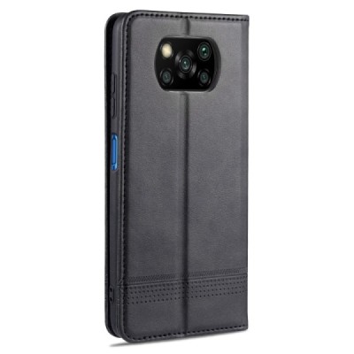 „AZNS“ Retro atverčiamas juodas odinis Xiaomi Poco X3 dėklas - knygutė | Priedai.lt