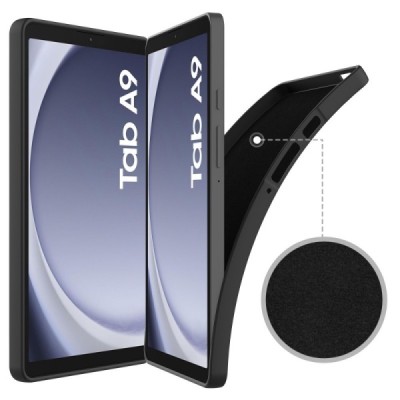 Samsung Galaxy Tab A9 "Shell" cieta silikona (TPU) melns apvalks | vacins.lv