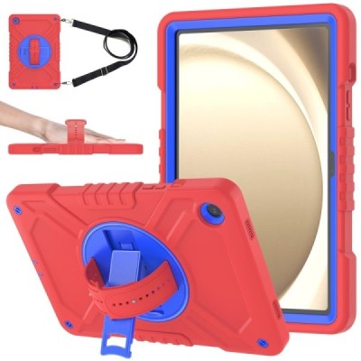 Samsung Galaxy Tab A9+ pastiprinātas aizsardzības krāsains, sarkans (360°) apvalks, vaciņš | Vacins.lv