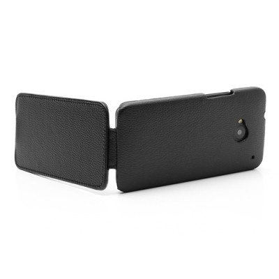 HTC One M7 klasisks ādas vertikāli atvēramais melns maciņš / Vacins.lv