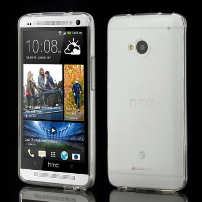 Skaidrus HTC One M7 permatomas kieto silikono TPU dėklas / Priedai.lt