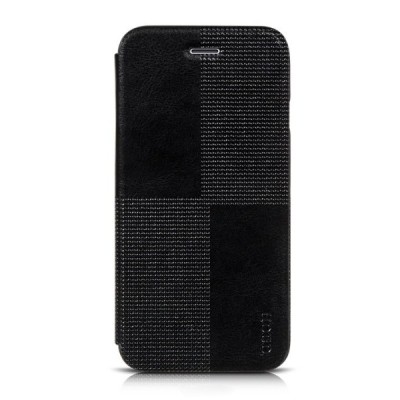 Prabangus „HOCO“ Crystal Fashion serijos odinis vertikaliai atverčiamas juodas Apple iPhone 6 (6s) dėklas / Priedai.lt