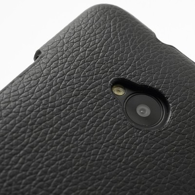 HTC One M7 klasisks ādas vertikāli atvēramais melns maciņš / Vacins.lv