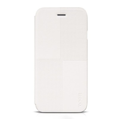 Prabangus „HOCO“ Crystal Fashion serijos odinis vertikaliai atverčiamas baltas Apple iPhone 6 (6s) dėklas / Priedai.lt