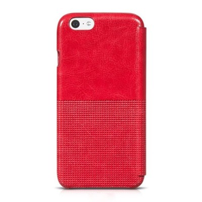 Prabangus „HOCO“ Crystal Fashion serijos odinis atverčiamas raudonas Apple iPhone 6 (6s) dėklas / Priedai.lt