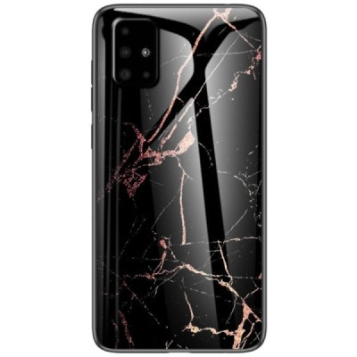 Samsung Galaxy A51 „Marble“ kieto silikono TPU juodas (auksinis) dėklas - nugarėlė | Priedai.lt