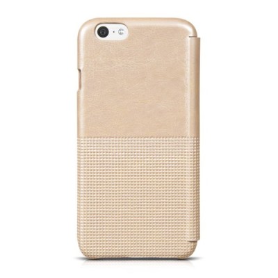 Prabangus „HOCO“ Crystal Fashion serijos odinis atverčiamas auksinis Apple iPhone 6 (6s) dėklas / Priedai.lt