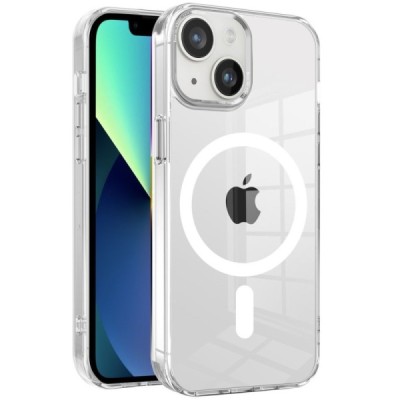 "Tubi" MagSafe Apple iPhone 14, 13 dzidrs, caurspīdīgs cieta silikona apvalks aizmugurējais vāciņš | vacins.lv