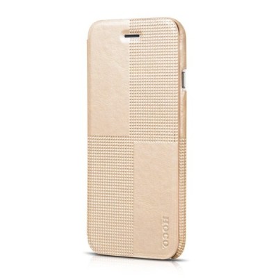 Prabangus „HOCO“ Crystal Fashion serijos odinis atverčiamas auksinis Apple iPhone 6 (6s) dėklas / Priedai.lt