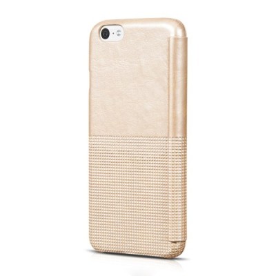 Prabangus „HOCO“ Crystal Fashion serijos odinis atverčiamas auksinis Apple iPhone 6 (6s) dėklas / Priedai.lt