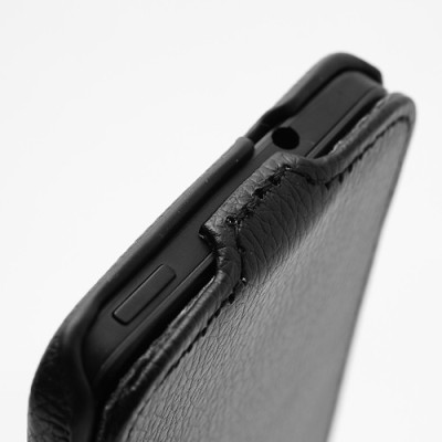 HTC One M7 klasisks ādas vertikāli atvēramais melns maciņš / Vacins.lv