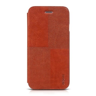 Prabangus „HOCO“ Crystal Fashion serijos odinis atverčiamas rudas Apple iPhone 6 (6s) dėklas / Priedai.lt
