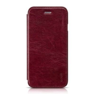 Prabangus „HOCO“ Crystal Classic serijos odinis atverčiamas tamsiai raudonas Apple iPhone 6 (6s) dėklas / Priedai.lt