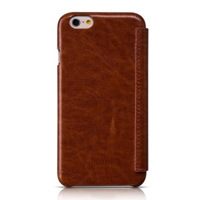 Prabangus „HOCO“ Crystal Classic serijos odinis atverčiamas rudas Apple iPhone 6 (6s) dėklas / Priedai.lt