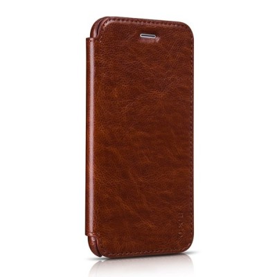 Prabangus „HOCO“ Crystal Classic serijos odinis atverčiamas rudas Apple iPhone 6 (6s) dėklas / Priedai.lt