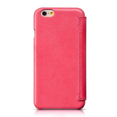 Prabangus „HOCO“ Crystal Classic serijos odinis atverčiamas rožinis Apple iPhone 6 (6s) dėklas / Priedai.lt