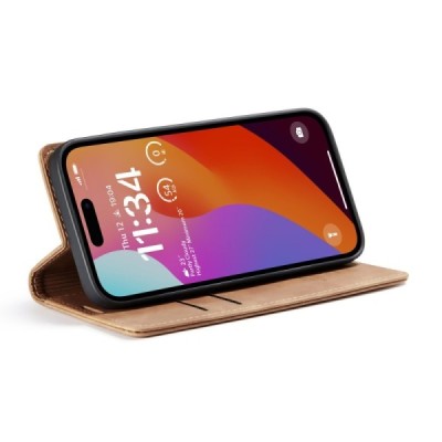 Apple iPhone 16 Plus CaseMe Retro solīds atvēramais ādas gaiši brūns maciņš - maks | Vacins.lv