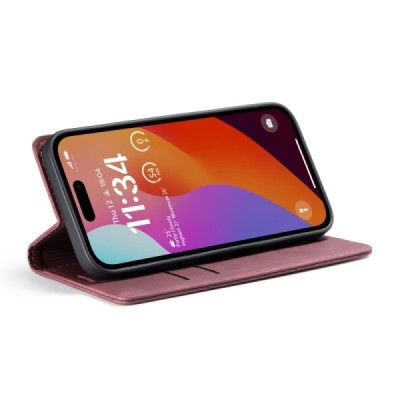 Apple iPhone 16 Pro Max CaseMe Retro solīds atvēramais ādas bordo maciņš - maks | Vacins.lv