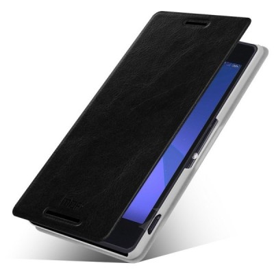 Sony Xperia Z3 „Mofi“ Rui sērijas melns ādas atvērams futrālis / Vacins.lv