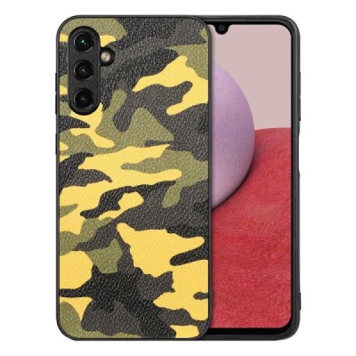 Samsung Galaxy A14 5G (SM-A146B, SM-A145F) „Camouflage“ Pattern dzeltens ādas apvalks | Vacins.lv
