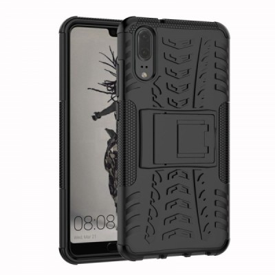 Huawei P20 „Kickstand“ pastiprinātas aizsardzības melns apvalks | Vacins.lv