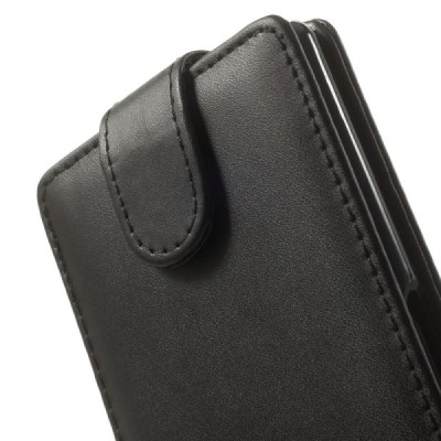 Sony Xperia Z3 klasikinis vertikaliai atverčiamas juodas odinis dėklas / Priedai.lt