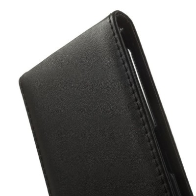 Sony Xperia Z3 klasikinis vertikaliai atverčiamas juodas odinis dėklas / Priedai.lt