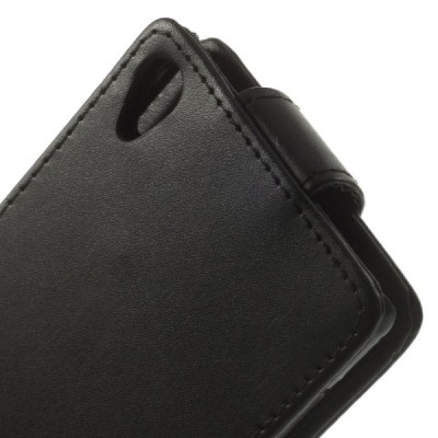 Sony Xperia Z3 klasikinis vertikaliai atverčiamas juodas odinis dėklas / Priedai.lt