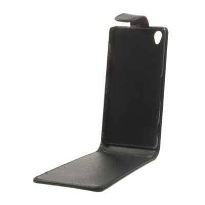 Sony Xperia Z3 klasikinis vertikaliai atverčiamas juodas odinis dėklas / Priedai.lt