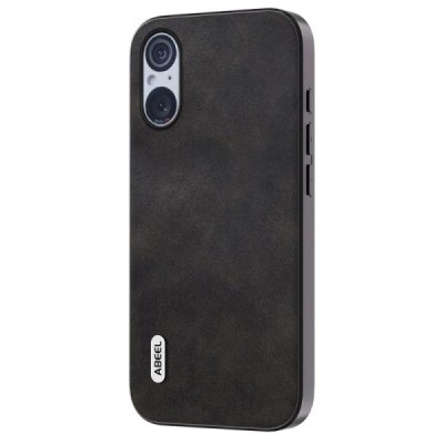 Sony Xperia 5 V „Abeel“ Texture melns ādas apvalks | Vacins.lv