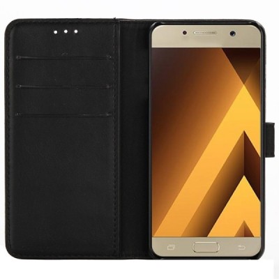 Samsung A3 2017 (A320) atverčiamas juodas odinis retro dėklas - piniginė | Priedai.lt